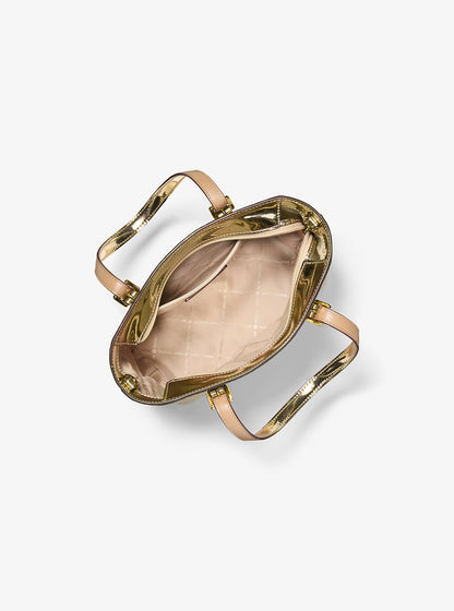 Jet Set Extra-Small Metallic Logo Debossed Convertible Tote Bag Pale Gold Pale Gold