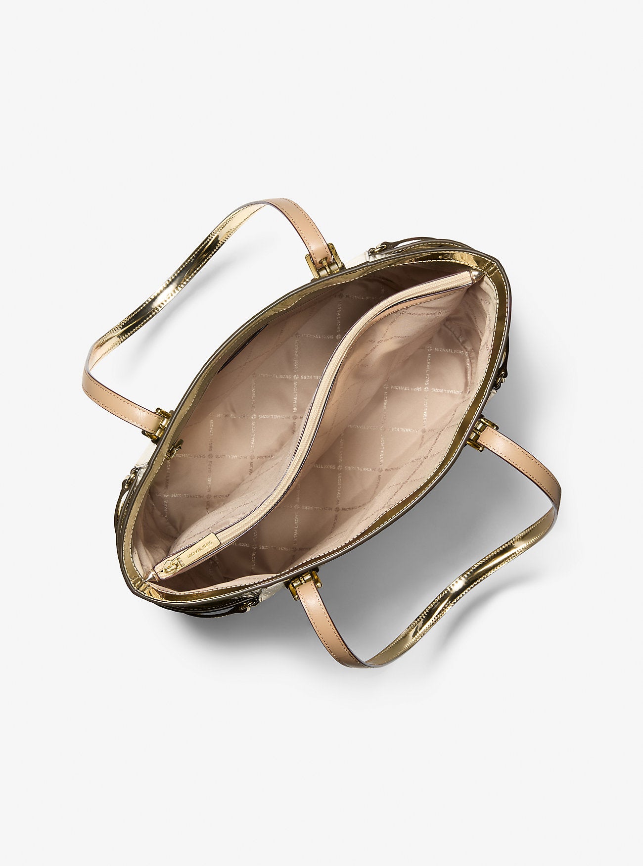 Voyager Large Metallic Logo Debossed Tote Bag Pale Gold Pale Gold