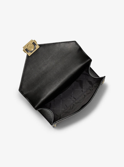 Whitney Leopard Print Calf Hair and Signature Logo Shoulder Bag Butterscotch Butterscotch