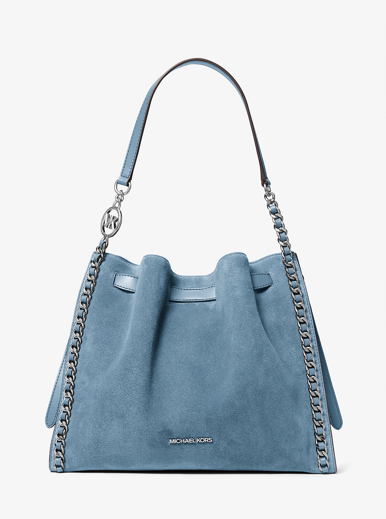Mina Large Suede Chain Shoulder Bag Cornflower Cornflower