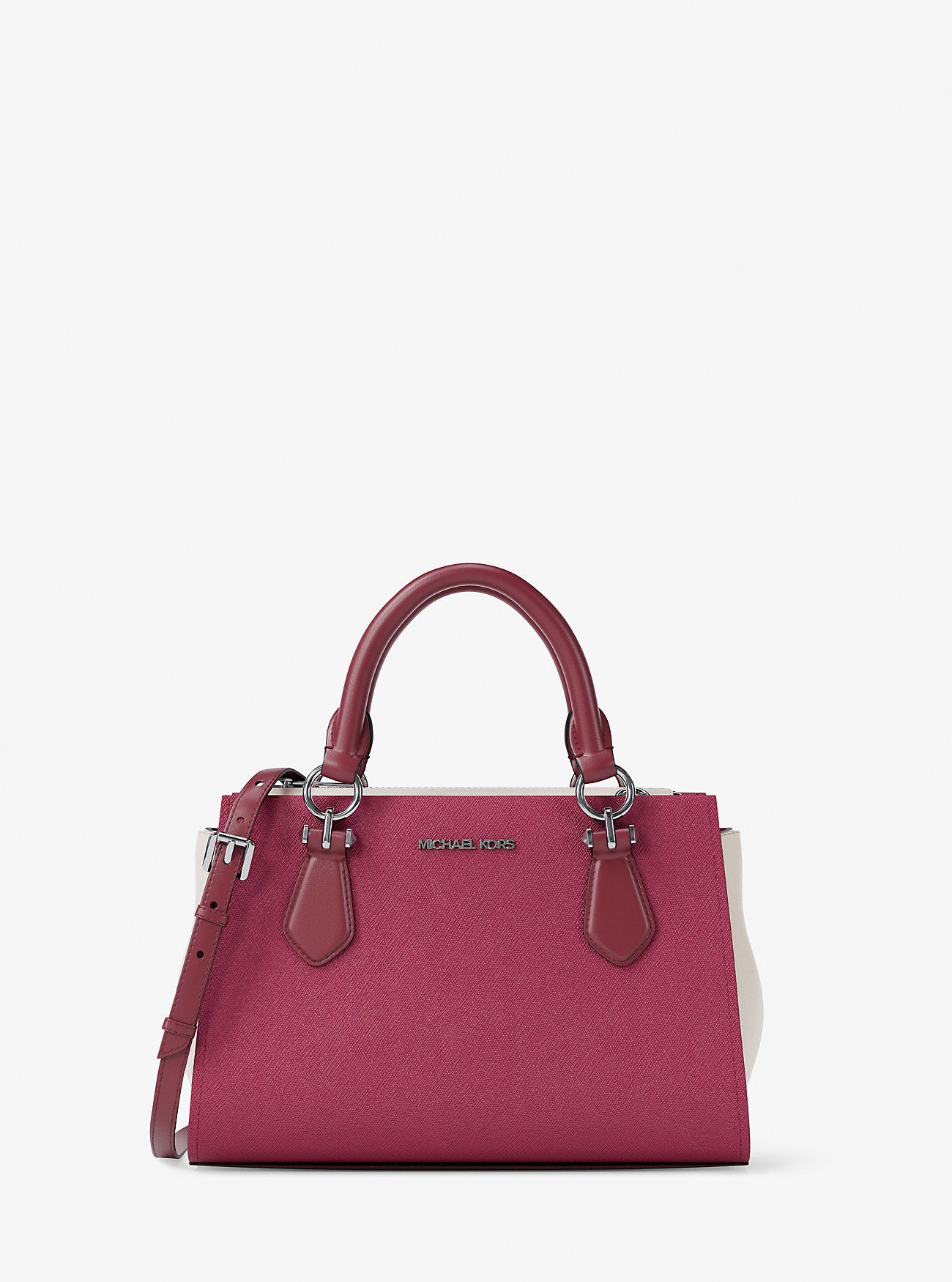 Marilyn Small Color-Block Saffiano Leather Messenger Bag Dark Raspberry Multi Dark Raspberry Multi