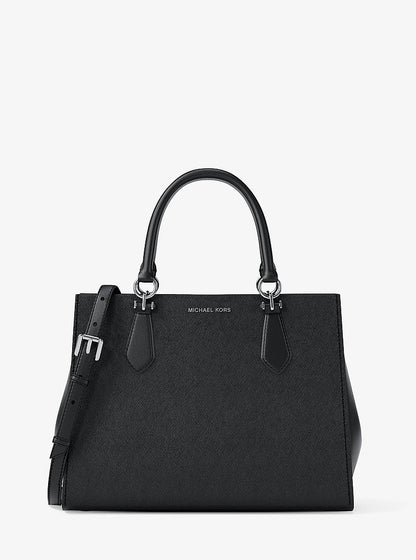 Marilyn Medium Saffiano Leather Satchel Black Black