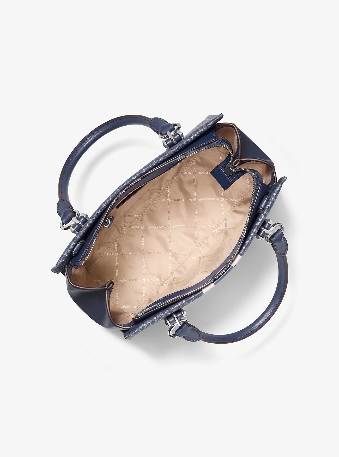 Marilyn Medium Signature Logo Stripe Satchel Navy Navy