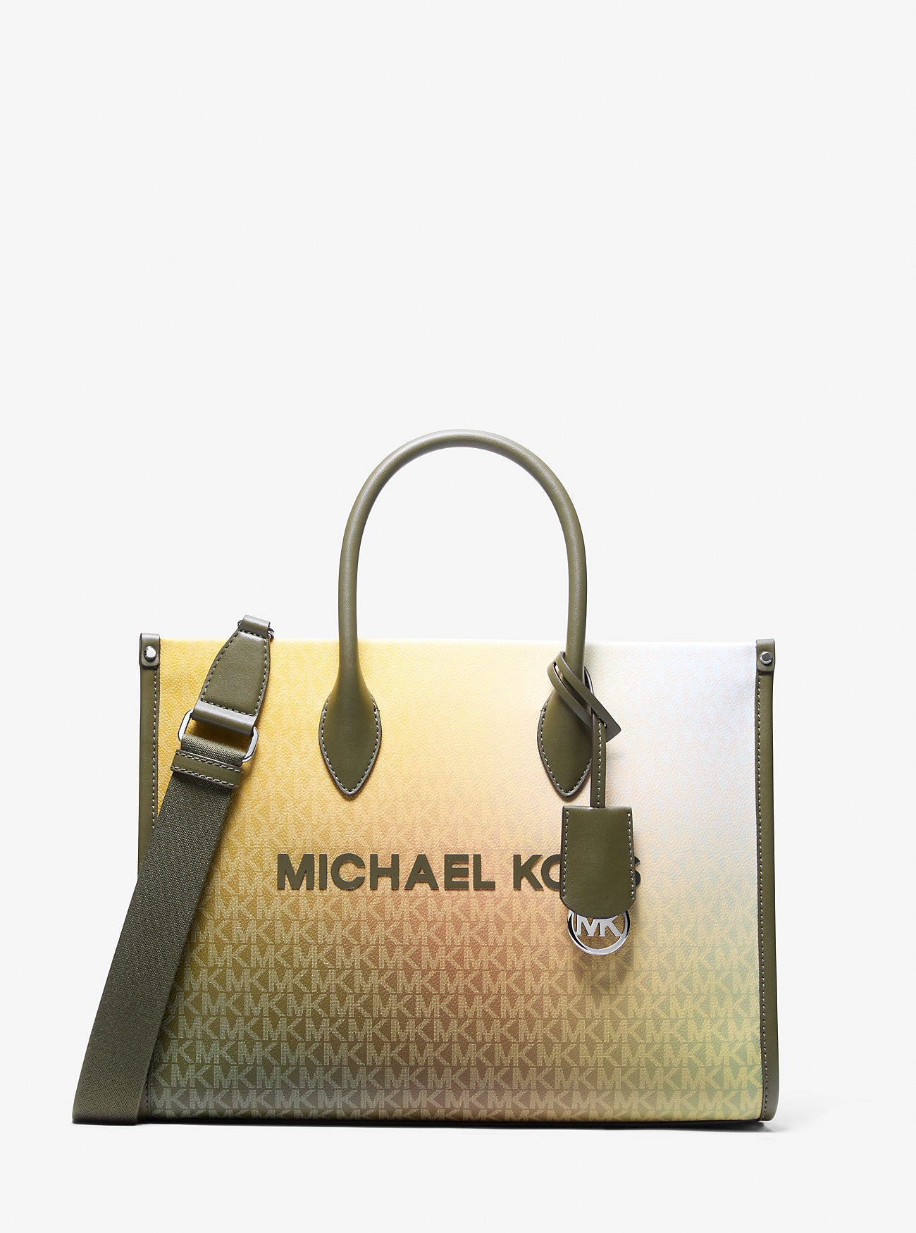Mirella Medium Ombre Signature Logo Tote Bag Olive Combo Olive Combo