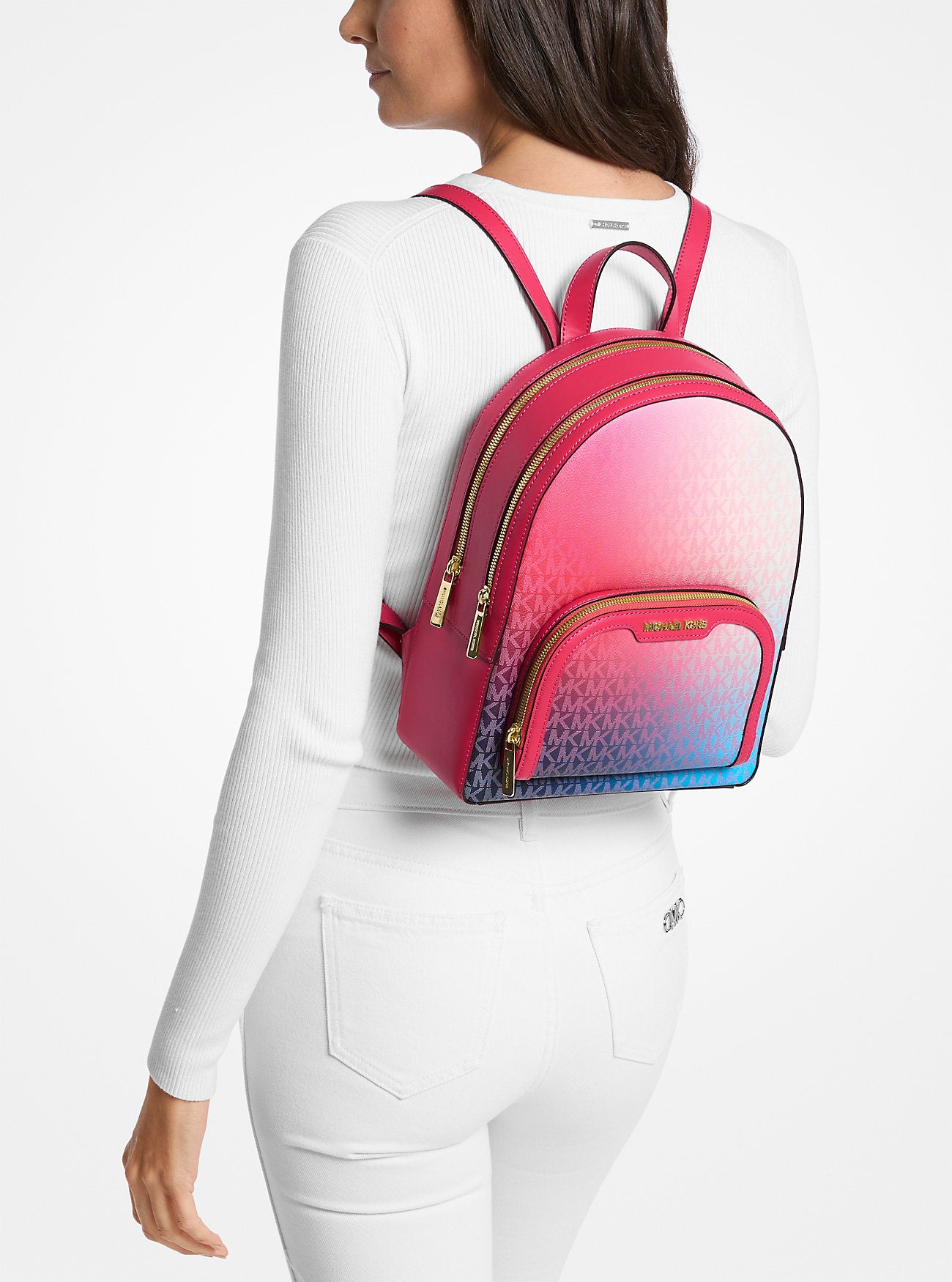 Jaycee Medium Ombre Signature Logo Backpack Dark Raspberry Multi Dark Raspberry Multi