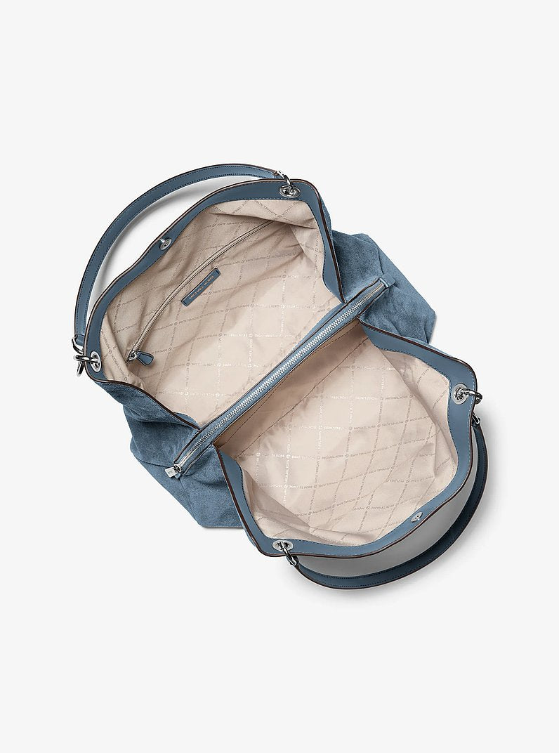 Christina Large Suede Shoulder Bag Denim Denim