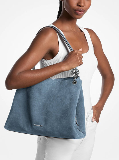 Christina Large Suede Shoulder Bag Denim Denim