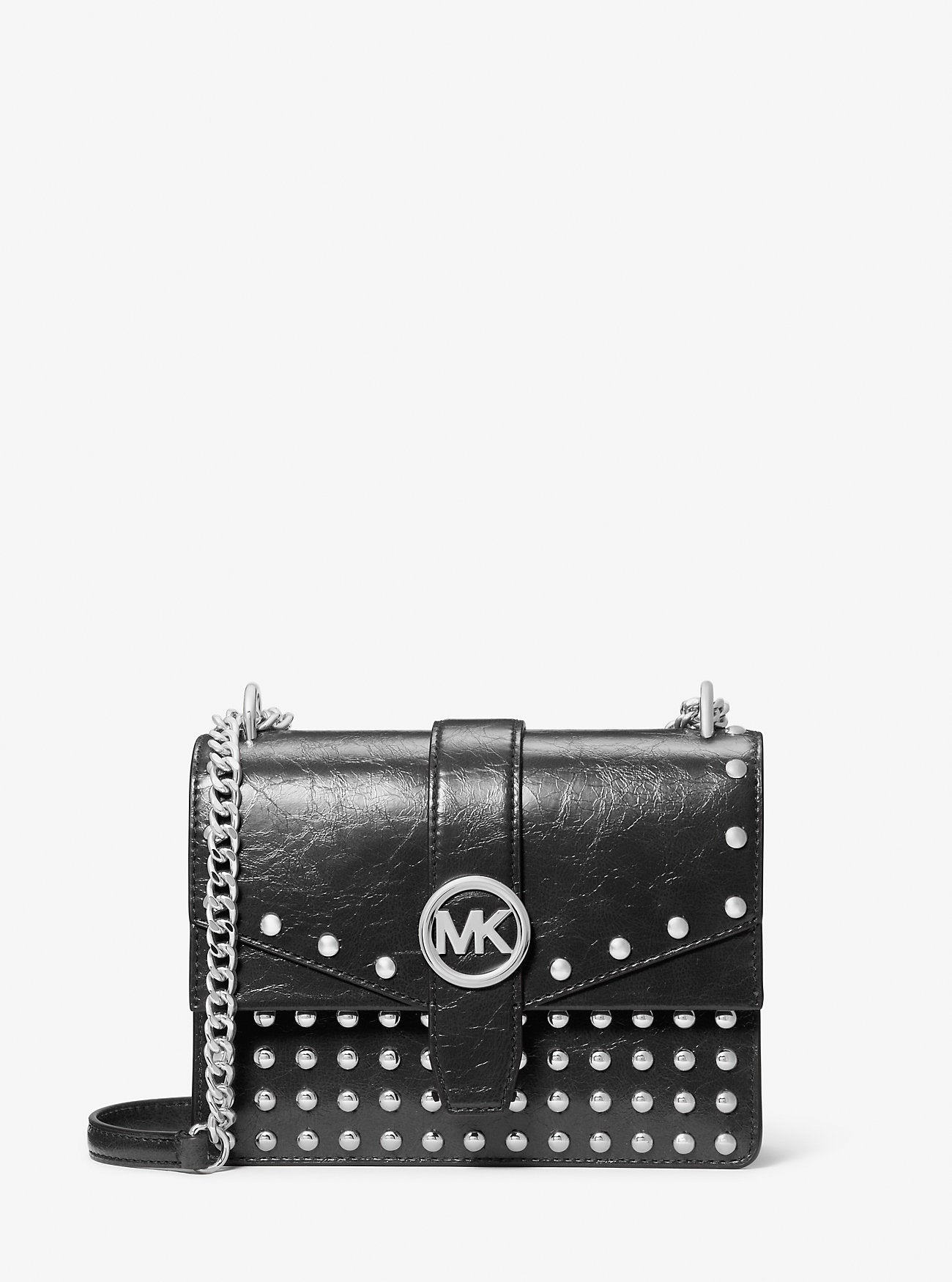 Greenwich Small Studded Distressed Crossbody Bag Black Black