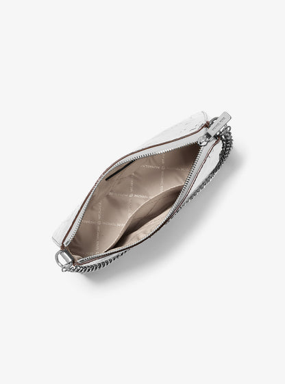 Jet Set Patent Logo Debossed Pochette and Card Case Gift Set Silver Silver