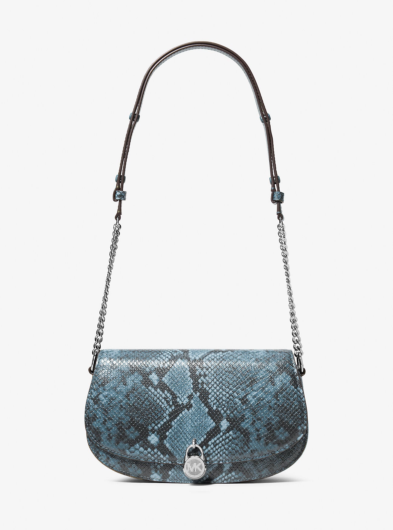 Mila Medium Snake Embossed Messenger Bag Cornflower Cornflower