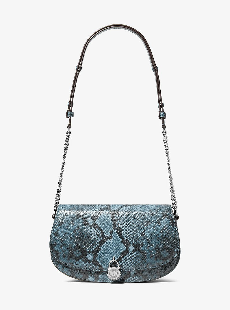 Mila Medium Snake Embossed Messenger Bag Cornflower Cornflower