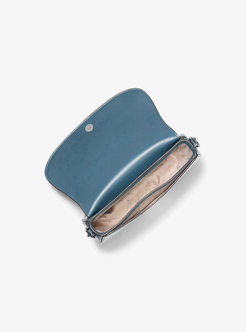 Mila Medium Snake Embossed Messenger Bag Cornflower Cornflower