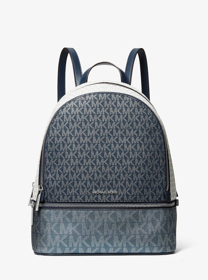 Rhea Medium Metallic Signature Logo Backpack Navy Navy