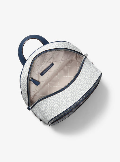 Rhea Medium Metallic Signature Logo Backpack Navy Navy