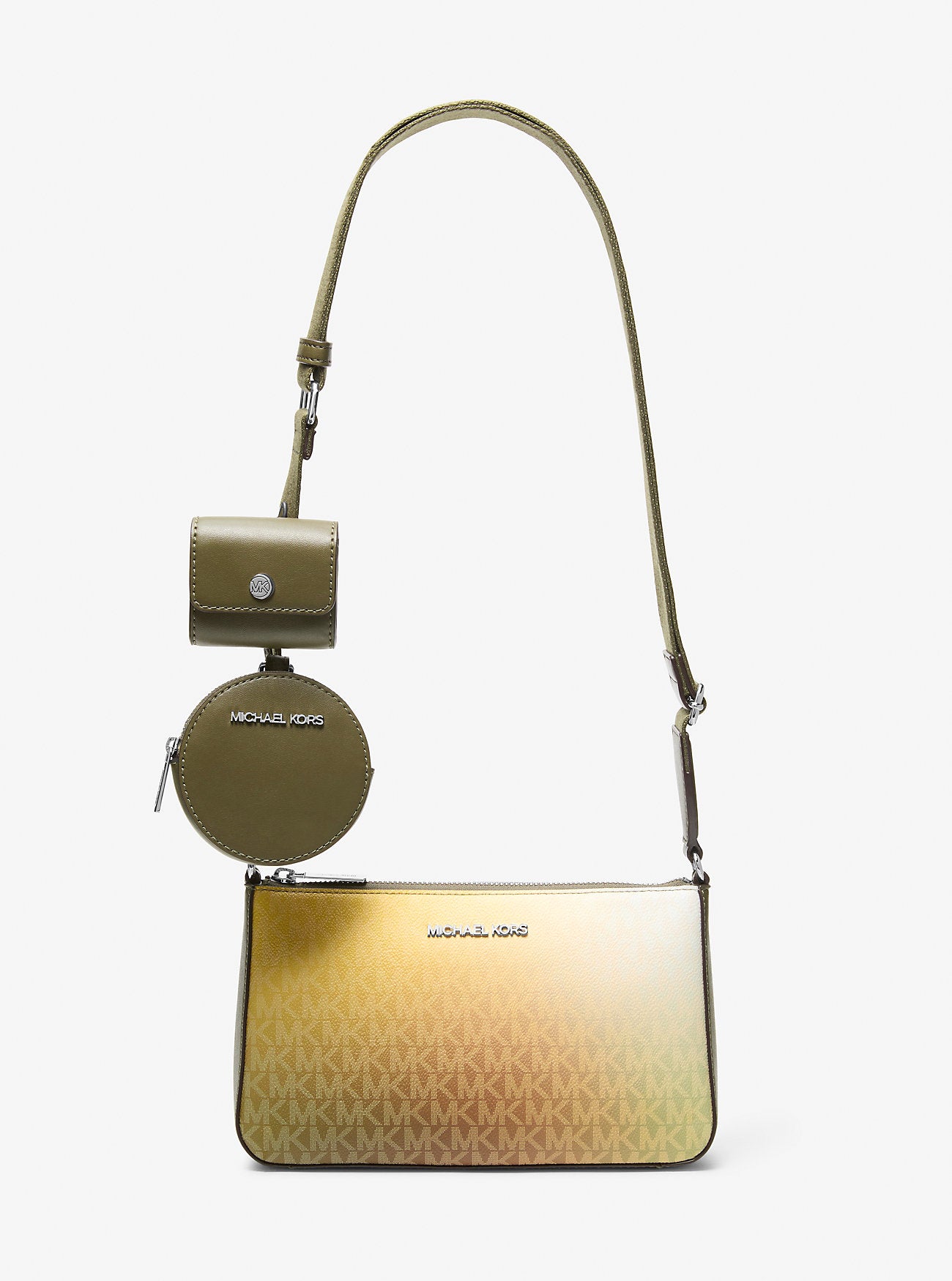 Jet Set Small Ombre Signature Logo Crossbody Bag with Case for Apple Airpods Pro® Olive Combo Olive Combo
