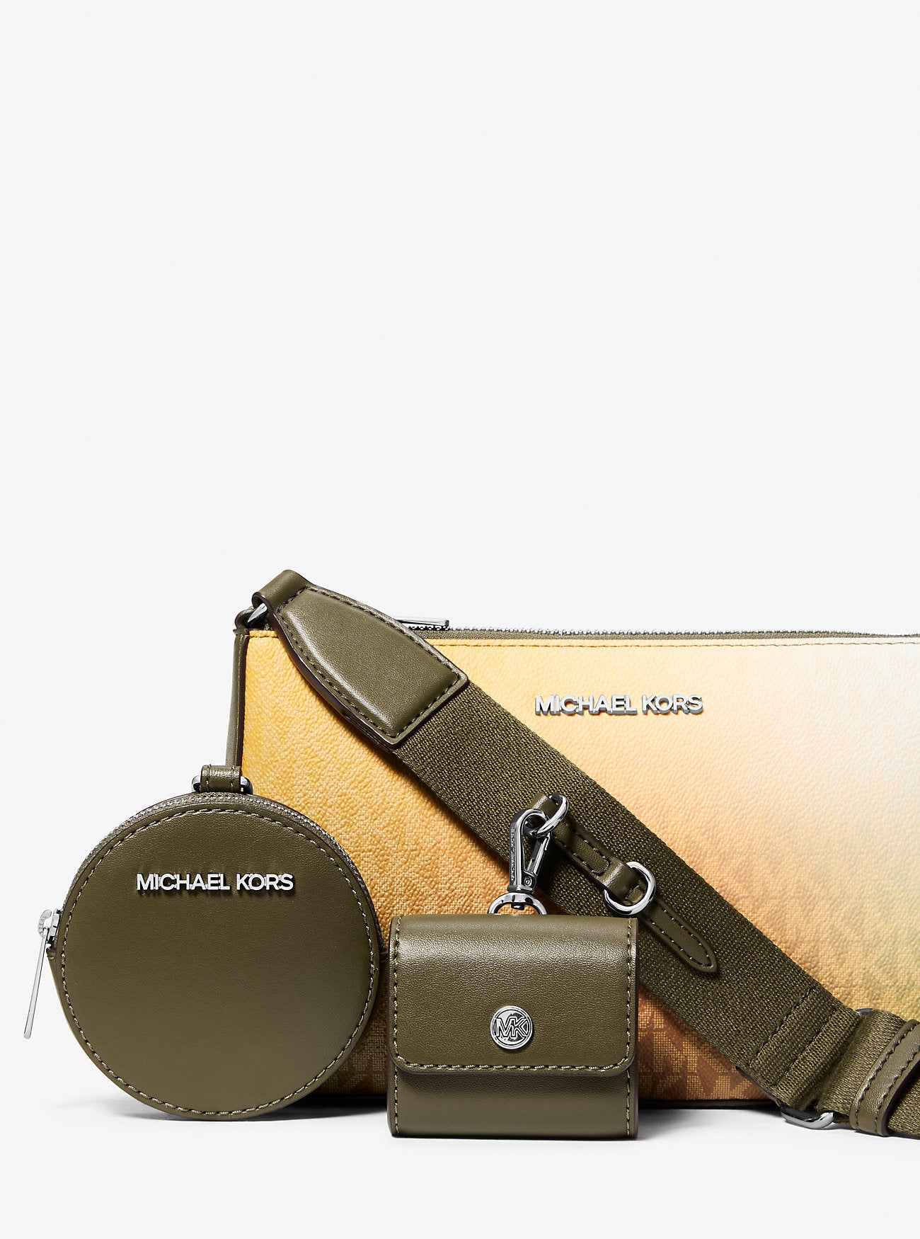 Jet Set Small Ombre Signature Logo Crossbody Bag with Case for Apple Airpods Pro® Olive Combo Olive Combo