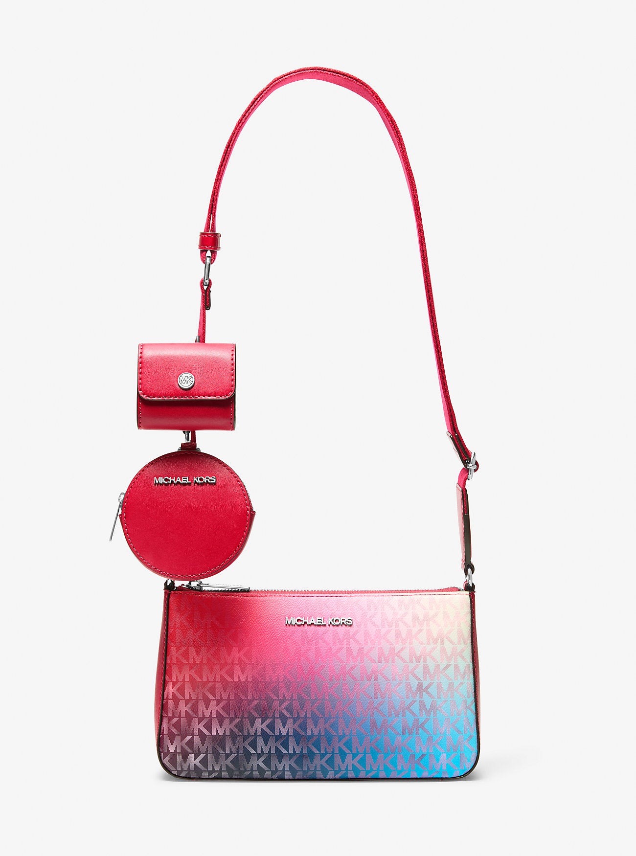 Jet Set Small Ombre Signature Logo Crossbody Bag with Case for Apple Airpods Pro® Dark Raspberry Multi Dark Raspberry Multi