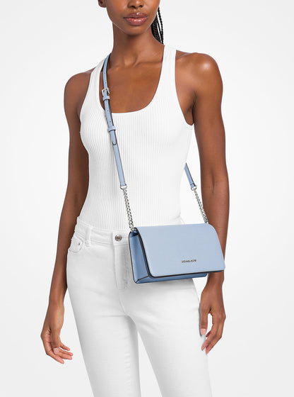 Jet Set Travel Medium Pebbled Leather Crossbody Bag Pale Ocean Pale Ocean