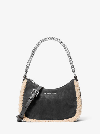 Jet Set Small Suede and Faux Shearling Convertible Crossbody Bag Black Black