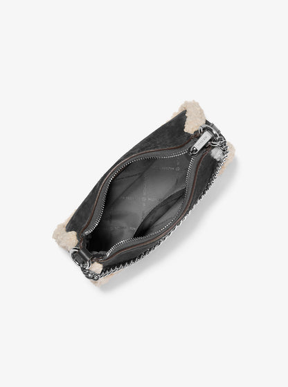 Jet Set Small Suede and Faux Shearling Convertible Crossbody Bag Black Black