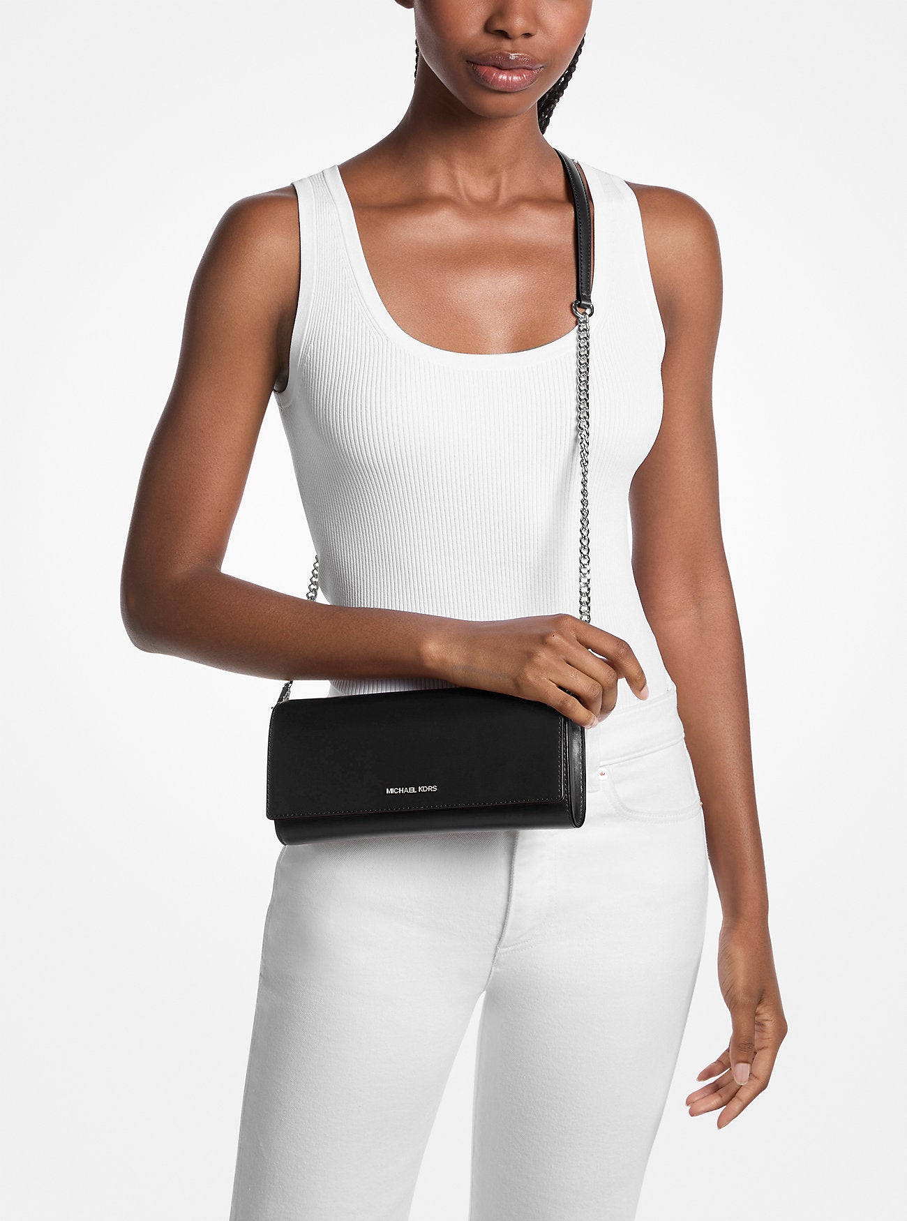 Jet Set Medium Leather Clutch Black Black