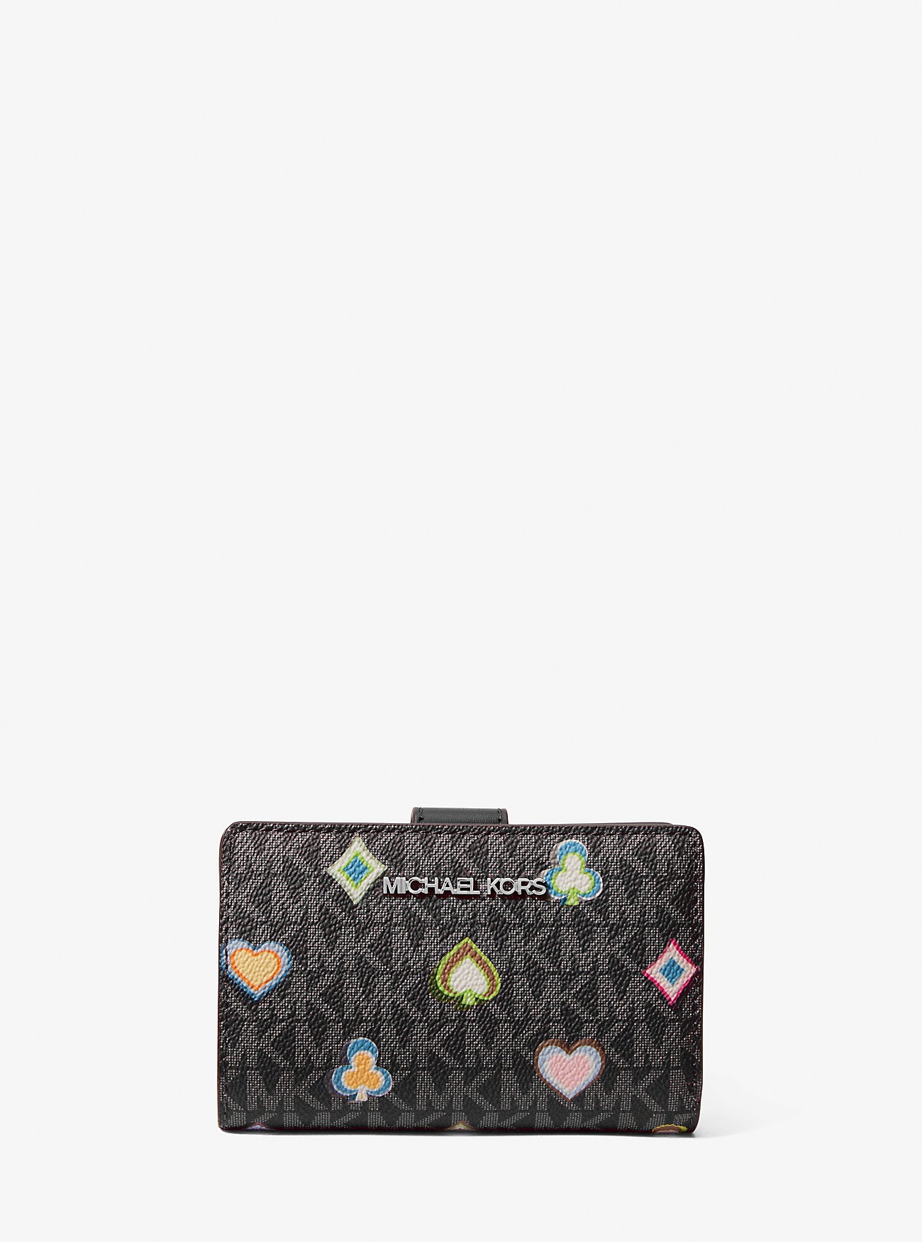 Jet Set Medium Printed Signature Logo Wallet Black Black