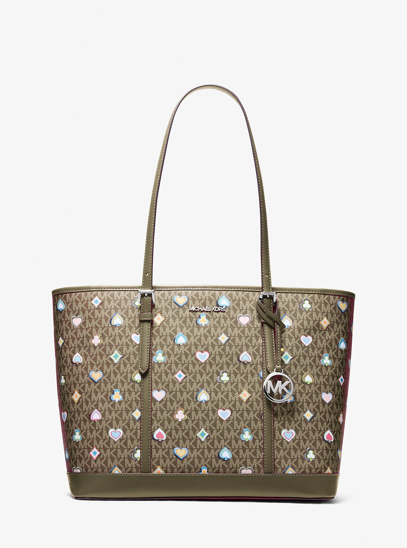 Jet Set Large Printed Signature Logo Tote Bag Olive Olive
