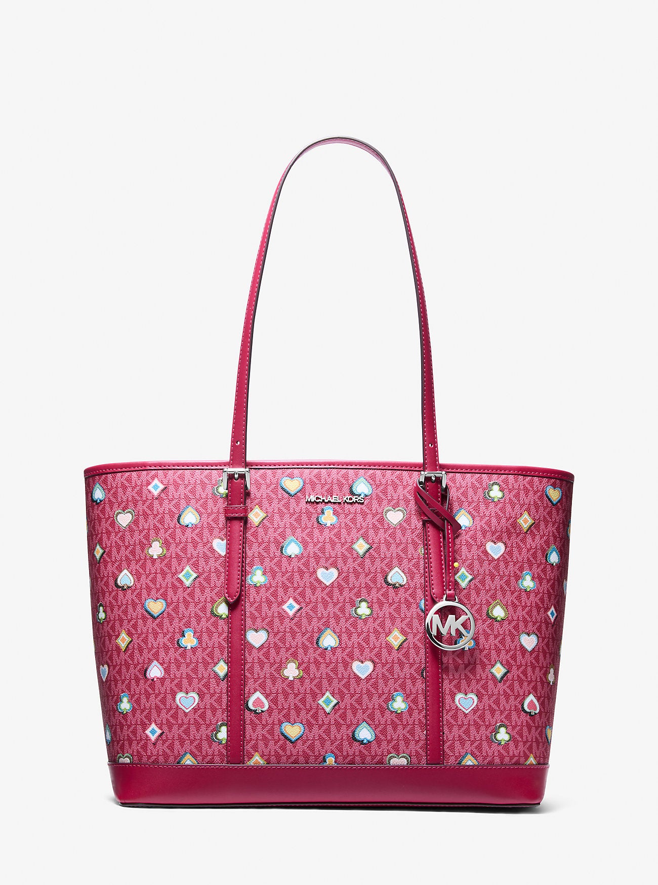 Jet Set Large Printed Signature Logo Tote Bag Dk Raspberry Dk Raspberry