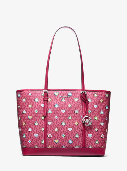 Jet Set Large Printed Signature Logo Tote Bag Dk Raspberry Dk Raspberry