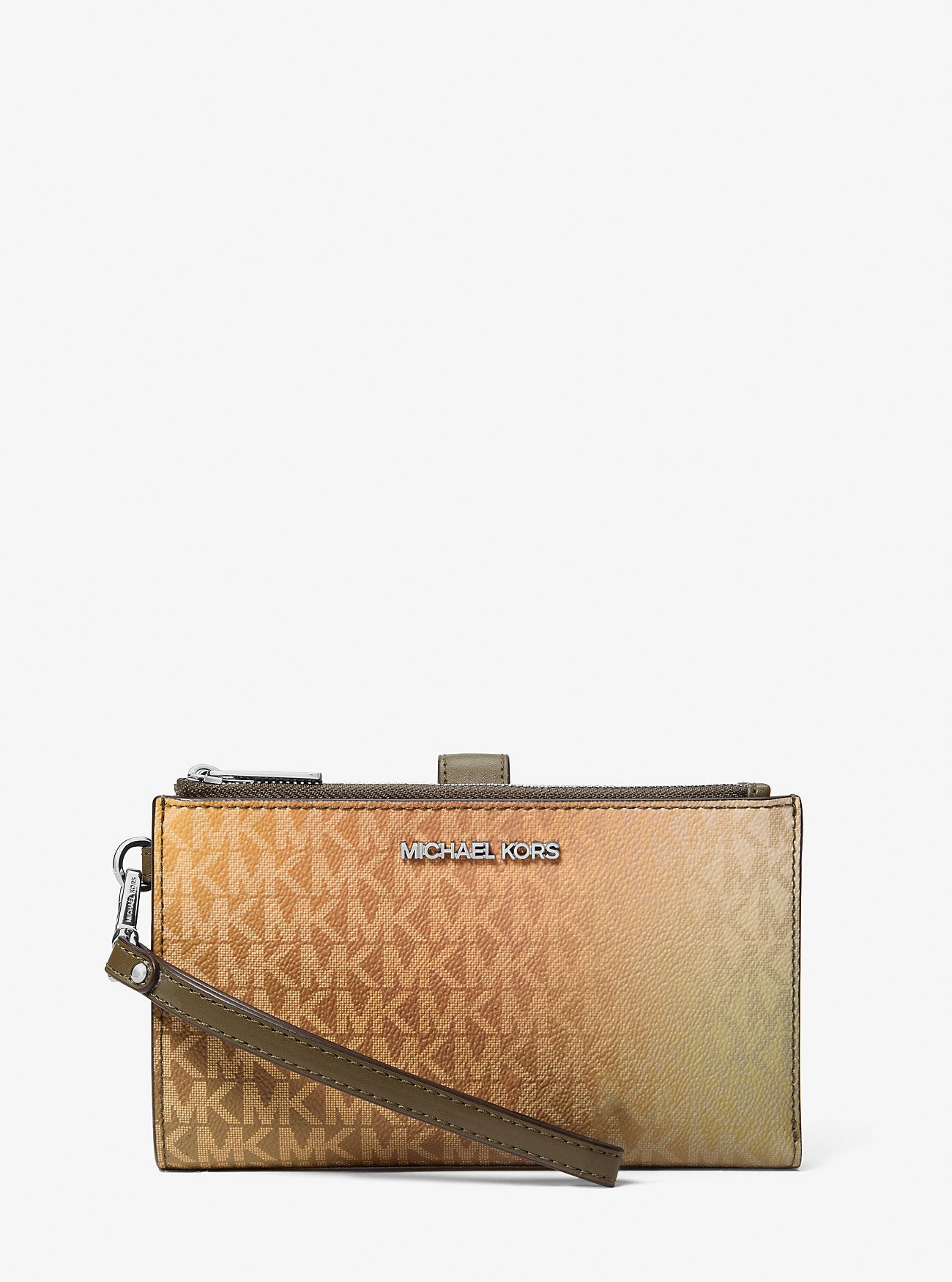 Jet Set Large Ombre Signature Logo Wristlet Olive Combo Olive Combo