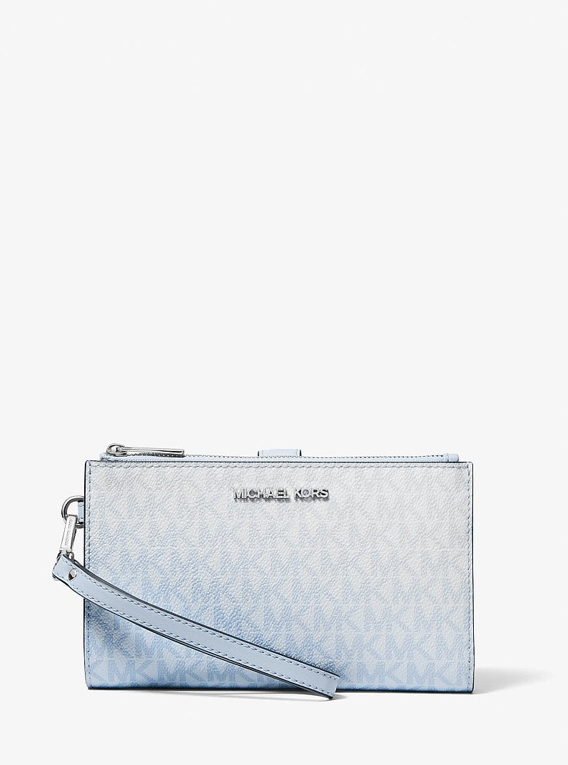 Jet Set Large Ombre Signature Logo Wristlet Pale Ocean Pale Ocean