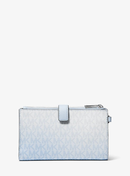 Jet Set Large Ombre Signature Logo Wristlet Pale Ocean Pale Ocean