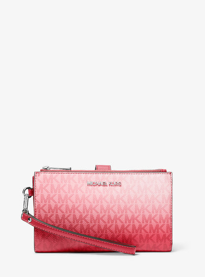 Jet Set Large Ombre Signature Logo Wristlet Hibiscus Multi Hibiscus Multi