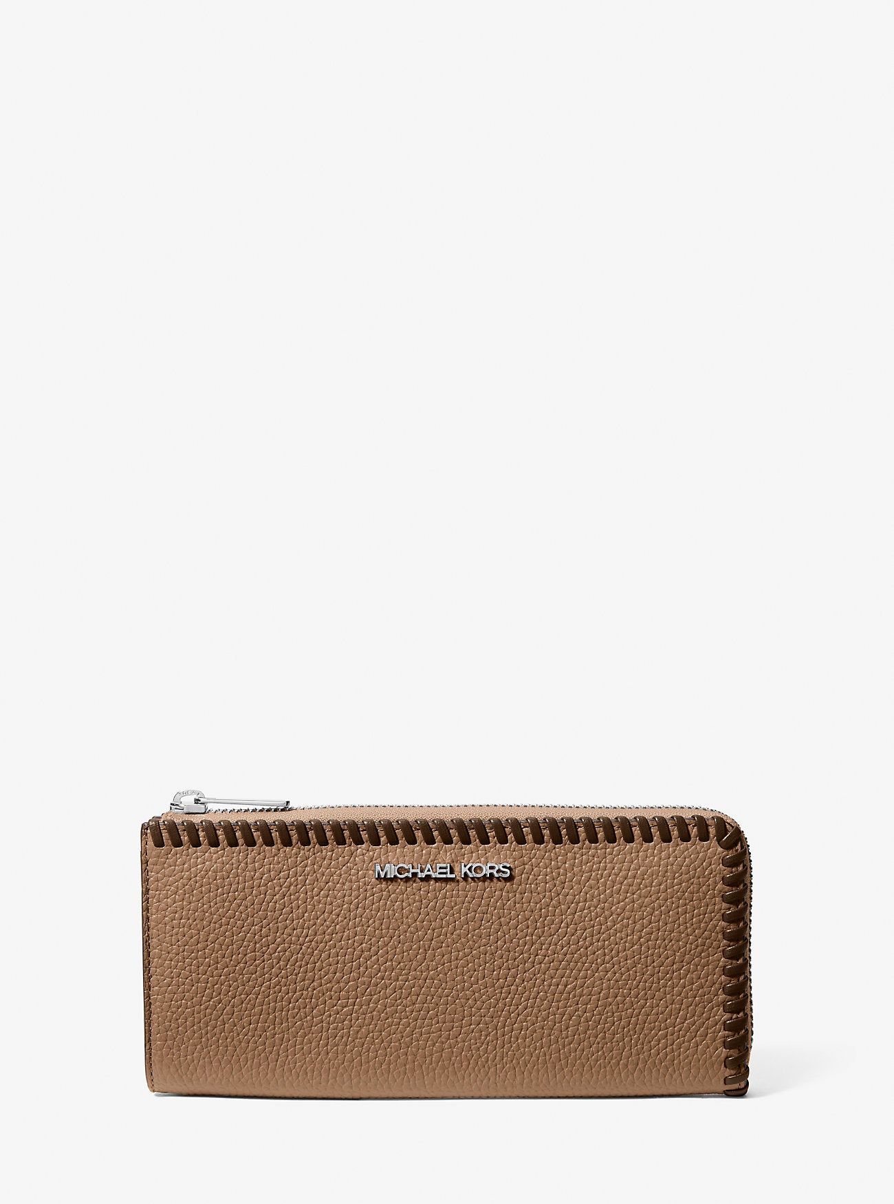 Jet Set Large Pebbled Leather Quarter-Zip Wallet Driftwood Multi Driftwood Multi