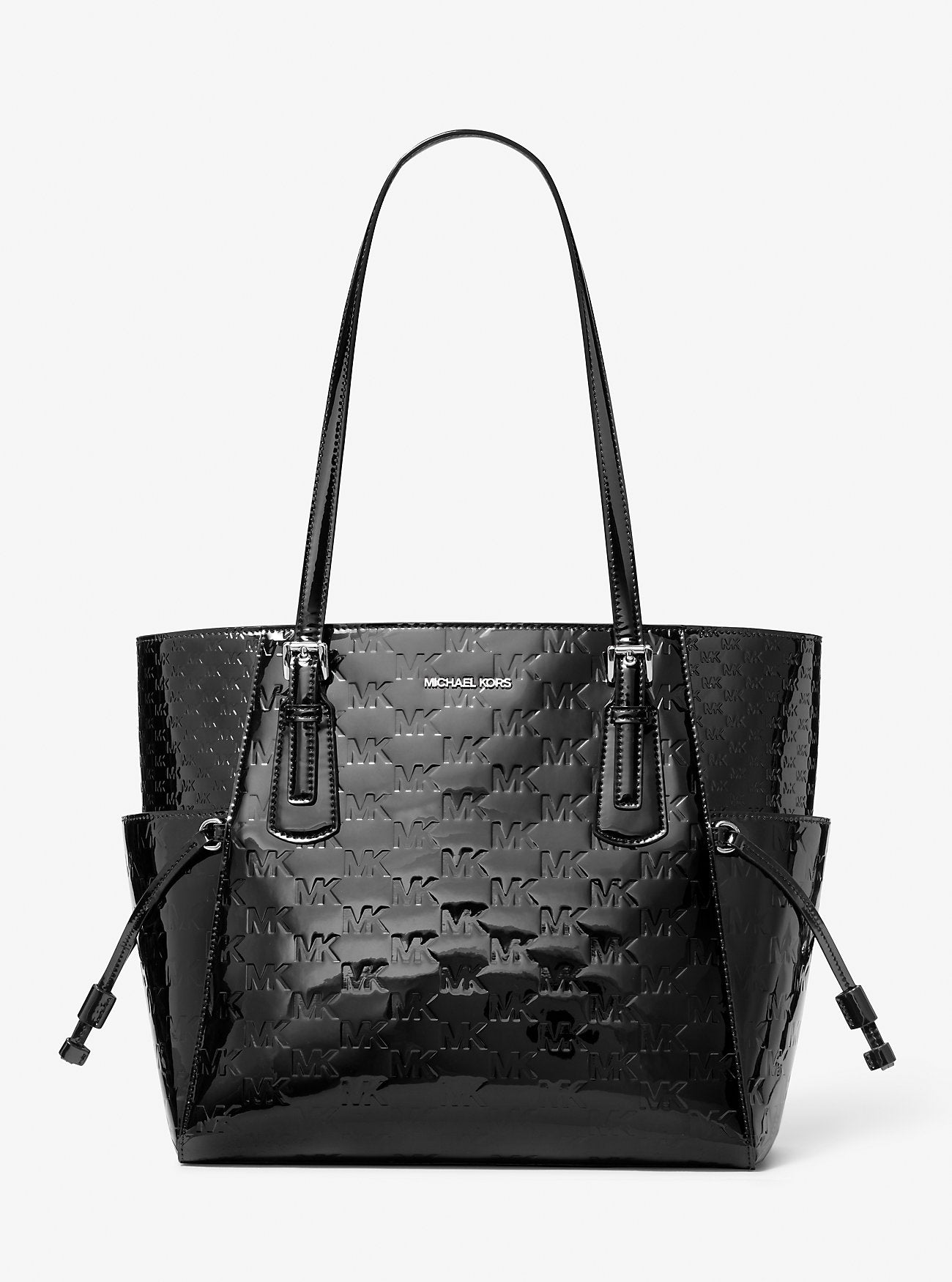 Voyager Large Patent Logo Debossed Tote Bag Black Black