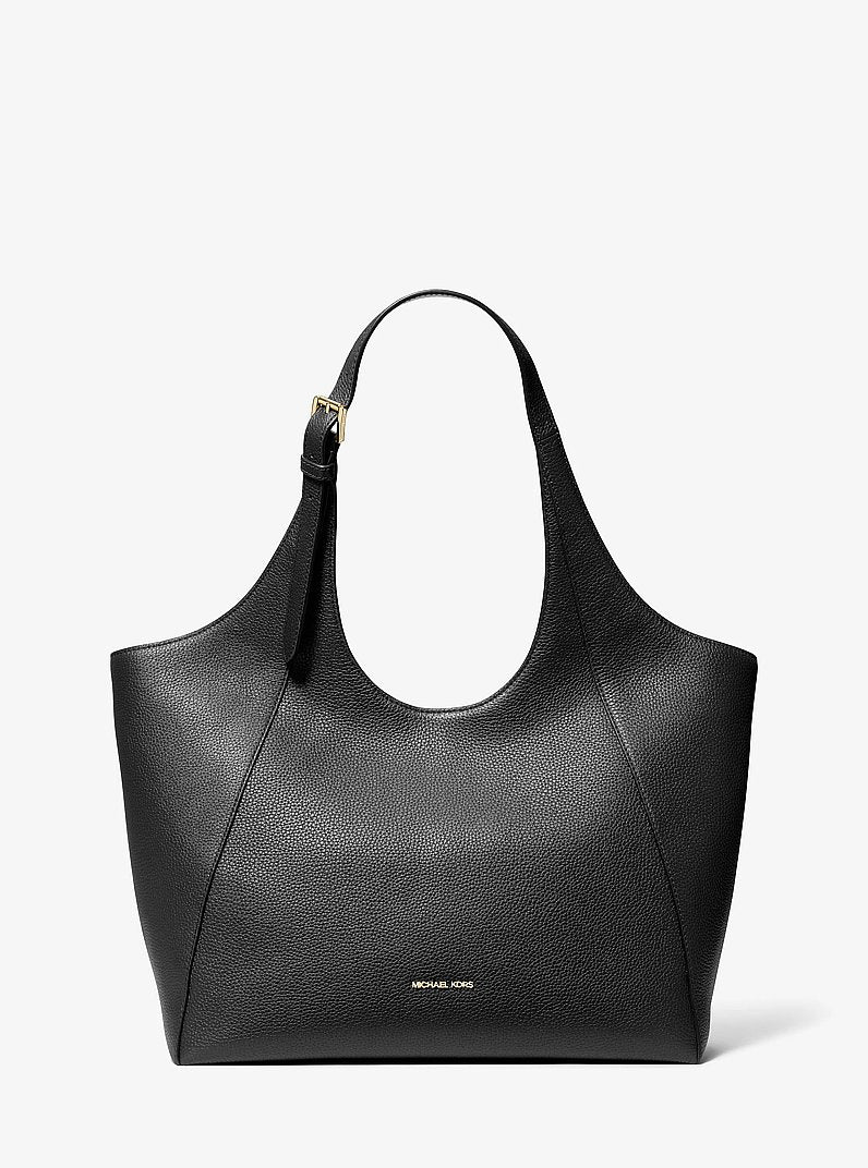 Bernie Large Pebbled Leather Tote Bag Black Black