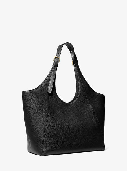 Bernie Large Pebbled Leather Tote Bag Black Black
