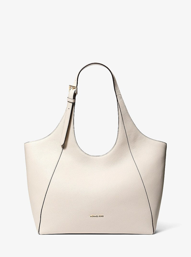 Bernie Large Pebbled Leather Tote Bag Lt Cream Lt Cream