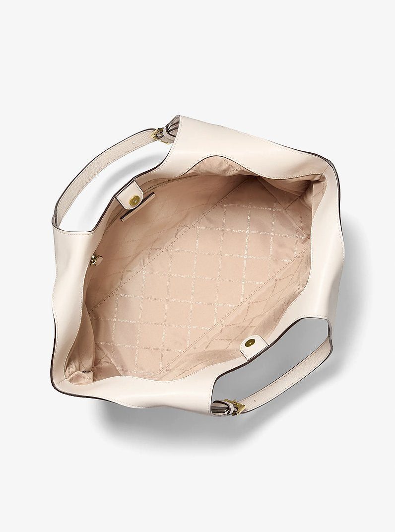 Bernie Large Pebbled Leather Tote Bag Lt Cream Lt Cream