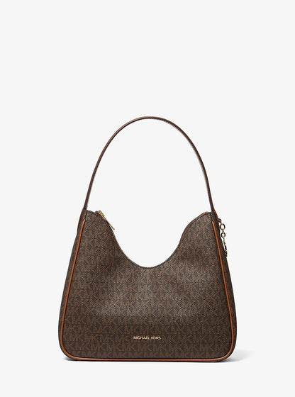 Nayla Small Signature Logo Hobo Shoulder Bag Brown Brown