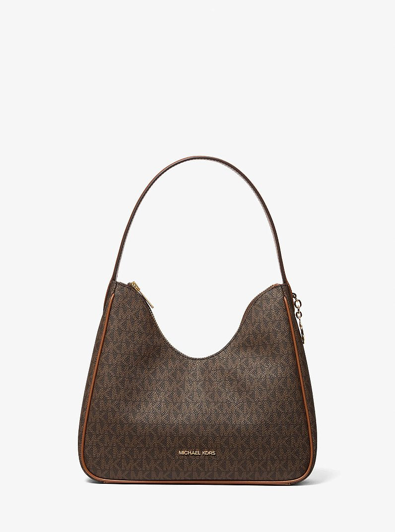 Nayla Small Signature Logo Hobo Shoulder Bag Brown Brown