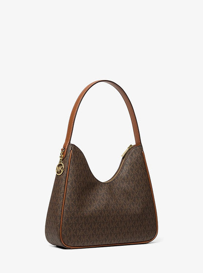 Nayla Small Signature Logo Hobo Shoulder Bag Brown Brown