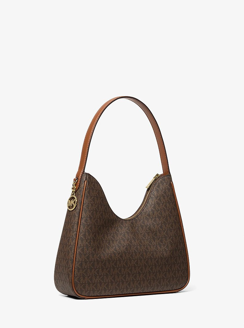 Nayla Small Signature Logo Hobo Shoulder Bag Brown Brown