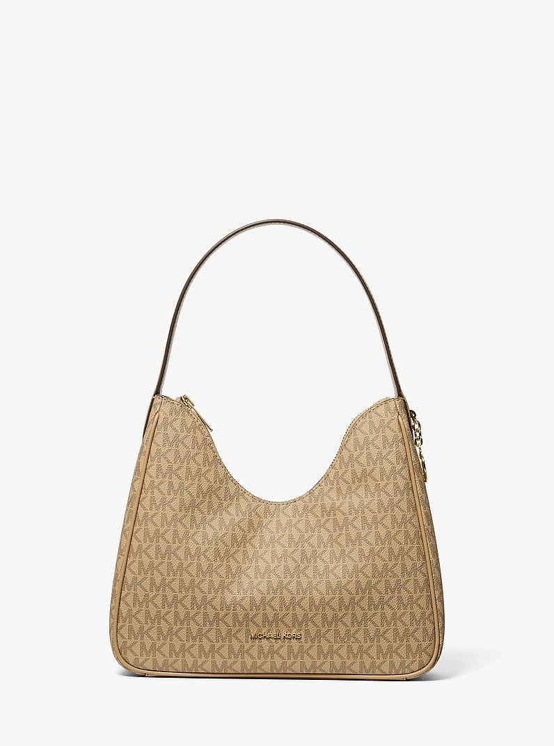Nayla Small Signature Logo Hobo Shoulder Bag Camel Camel