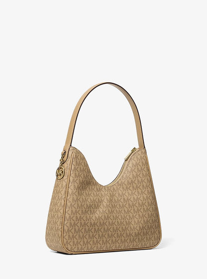 Nayla Small Signature Logo Hobo Shoulder Bag Camel Camel
