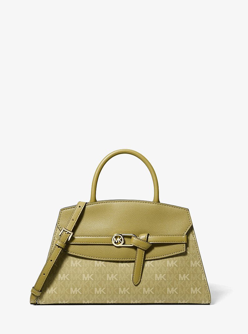 Greta Medium Signature Logo Satchel Oregano Oregano