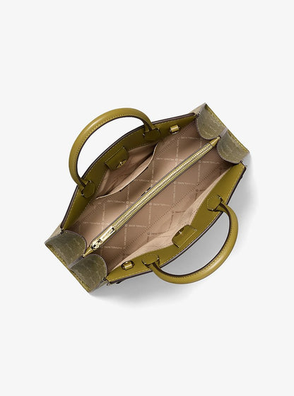 Greta Medium Signature Logo Satchel Oregano Oregano