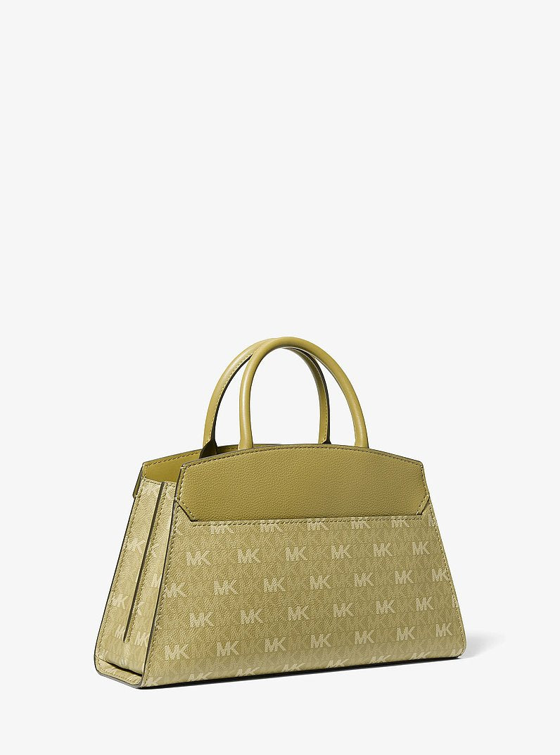 Greta Medium Signature Logo Satchel Oregano Oregano