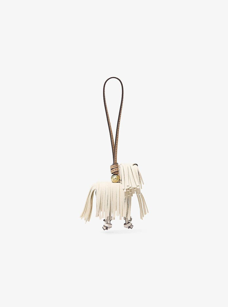 Leather Shaggy Dog Bag Charm Lt Cream Lt Cream