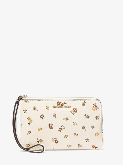 Jet Set Travel Small Floral Printed Wristlet Lt Cream Lt Cream
